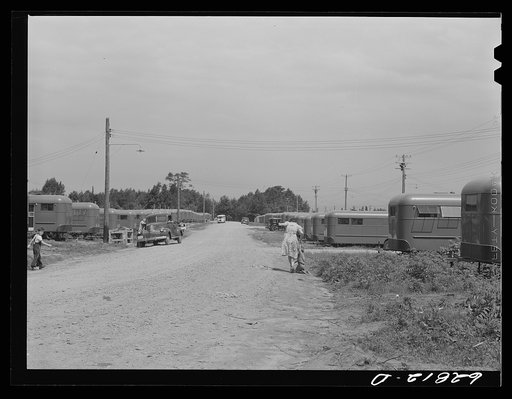 Untitled photo, possibly related to: FSA (Farm Security Administration) trailer camp at Erie, Pennylvania. 200 family units of housing for defense workers in the General Electric plant