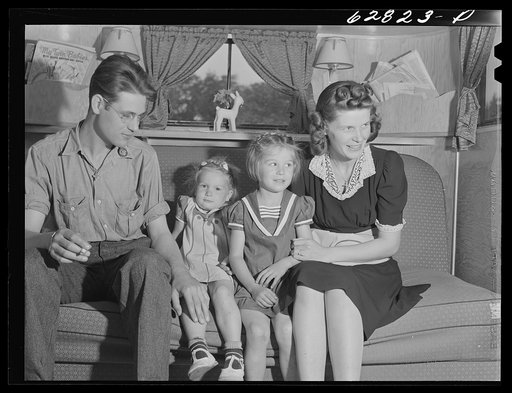 Untitled photo, possibly related to: Jack Cutter and family. Have lived in the FSA (Farm Security Administration) trailer camp about two weeks. They came from Indiana for a job in the General Electric Plant. Erie, Pennsylvania