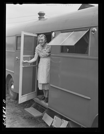 Mother of defense worker living in trailer at FSA (Farm Security Administration) camp. Erie, Pennsylvania