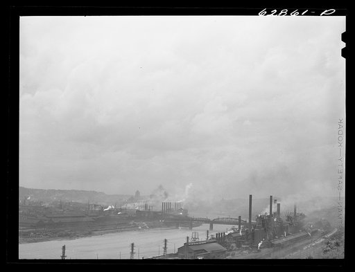 Untitled photo, possibly related to: Jones Laughlin steel company, on both sides of the river. Pittsburgh, Pennsylvania