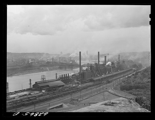 Untitled photo, possibly related to: Jones Laughlin steel company, on both sides of the river. Pittsburgh, Pennsylvania