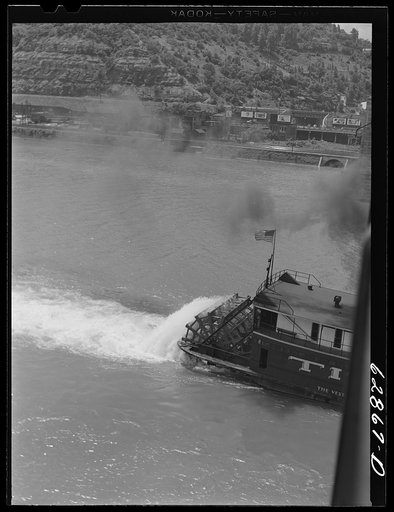 Untitled photo, possibly related to: Pittsburgh, Pennsylvania. Coal barges on the river