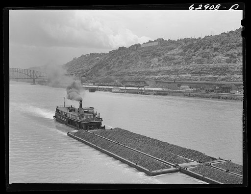 Pittsburgh, Pennsylvania. Coal barges on the river