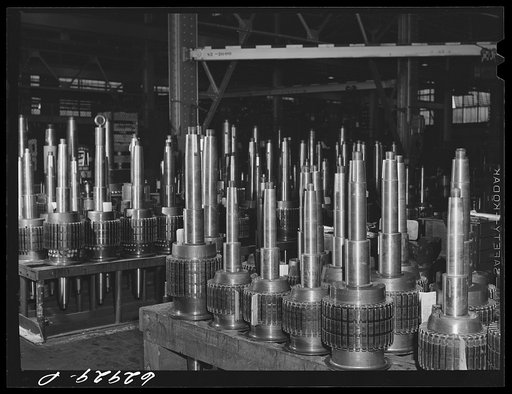 Cores for generators at General Electric plant. Erie, Pennsylvania