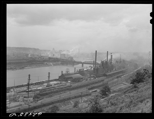 Untitled photo, possibly related to: Jones Laughlin steel company, on both sides of the river. Pittsburgh, Pennsylvania