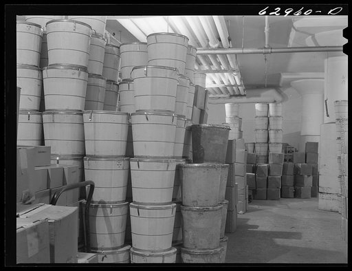 Untitled photo, possibly related to: Butter at Fulton Market cold storage plant. Chicago, Illinois