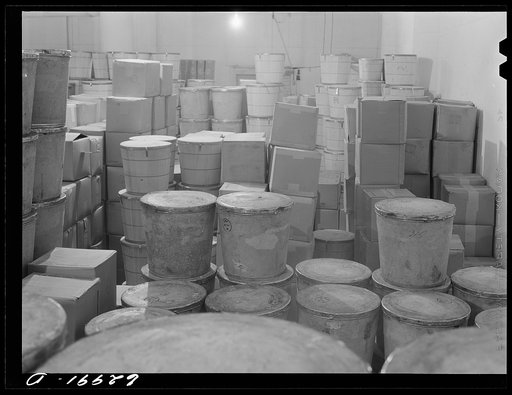 Untitled photo, possibly related to: Butter at Fulton Market cold storage plant. Chicago, Illinois