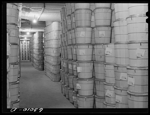 Butter in storage at Fulton Market cold storage plant. Chicago, Illinois