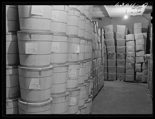 Untitled photo, possibly related to: Butter in storage at Fulton Market cold storage plant. Chicago, Illinois