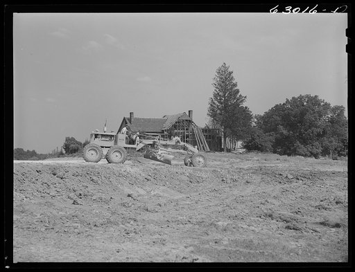 Road construction where garden was last year. Construction of naval ammunition depot. Martin County, Indiana