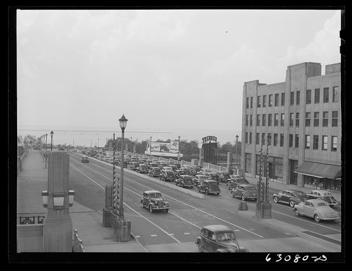 Untitled photo, possibly related to: Five p.m. traffic on North Shore Boulevard. Chicago, Illinois