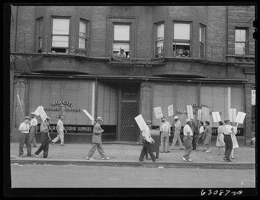 Picket line in front of Mid-City Realty Company. Chicago, Illinois