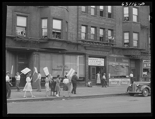 Untitled photo, possibly related to: Picket line in front of Mid-City Realty Company. South Chicago, Illinois