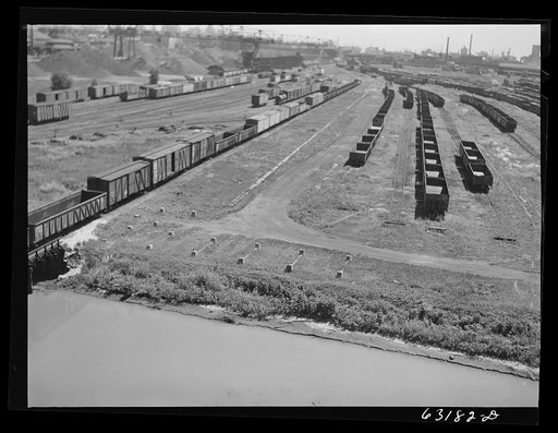 Untitled photo, possibly related to: Railroad yards. Milwaukee, Wisconsin. All time records for amount of freight in yards are being set