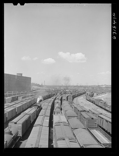 Untitled photo, possibly related to: Railroad yards. Milwaukee, Wisconsin