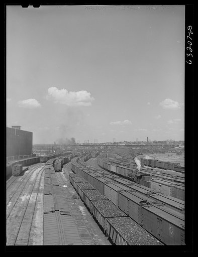 Untitled photo, possibly related to: Railroad yards. Milwaukee, Wisconsin