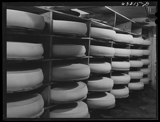 Untitled photo, possibly related to: Swiss cheese in storage. Madison, Wisconsin