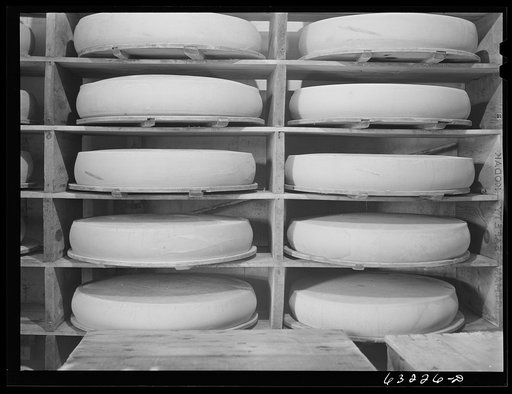 Swiss cheese in storage. Madison, Wisconsin