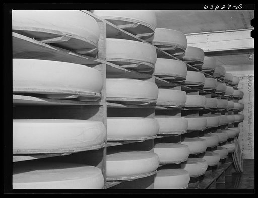 Untitled photo, possibly related to: Swiss cheese in storage. Madison, Wisconsin