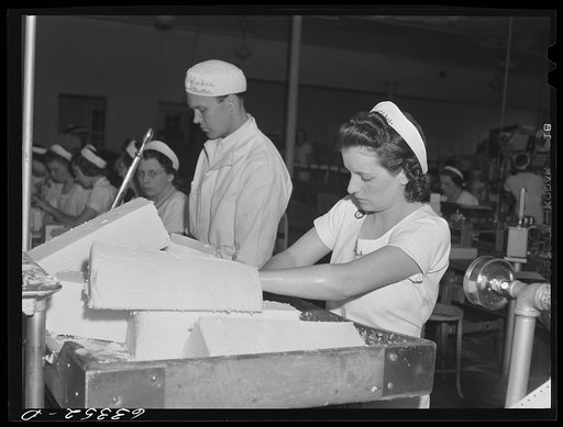 Packing butter. Land O'Lakes plant, Minneapolis, Minnesota