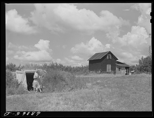 Wife of FSA (Farm Security Administration) borrower coming from storage cellar with canned fruit. Itasca County, cut-over area, Minnesota