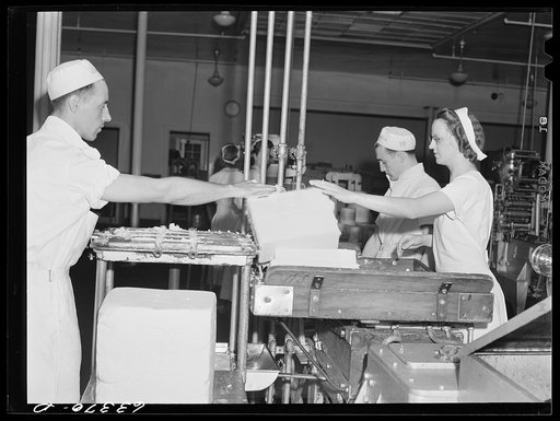 Packaging butter. Land O'Lakes plant, Minneapolis, Minnesota