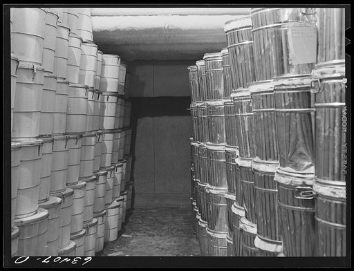 Butter and cream in cold storage. Land O'Lakes plant, Minneapolis, Minnesota