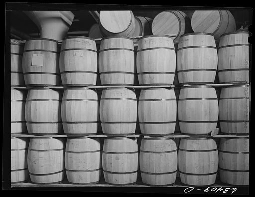 Barrels of powdered milk. Land O'Lakes plant, Minneapolis, Minnesota