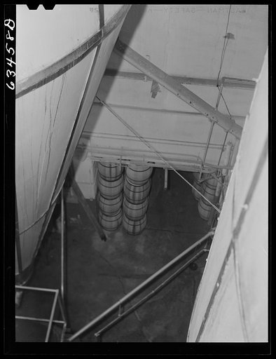 Untitled photo, possibly related to: Barrels of powdered milk at condensary. Antigo, Wisconsin