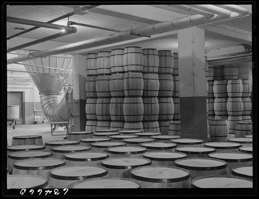 Milk condensing plant. Barrels of powdered milk. Antigo, Wisconsin