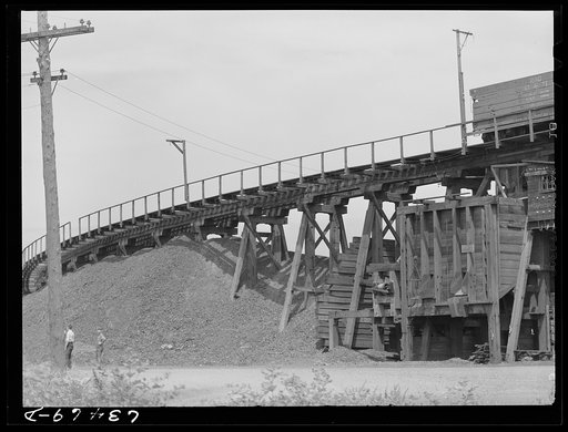 Railroad trestle at copper mining town of Calliment [i.e., Calumet], Michigan