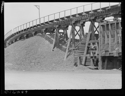 Untitled photo, possibly related to: Railroad trestle at copper mining town of Calliment [i.e., Calumet], Michigan