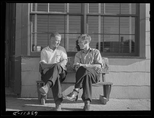 Sunday afternoon. Farm boys in front of beer parlor in Finnish community of Bruce Crossing, Michigan