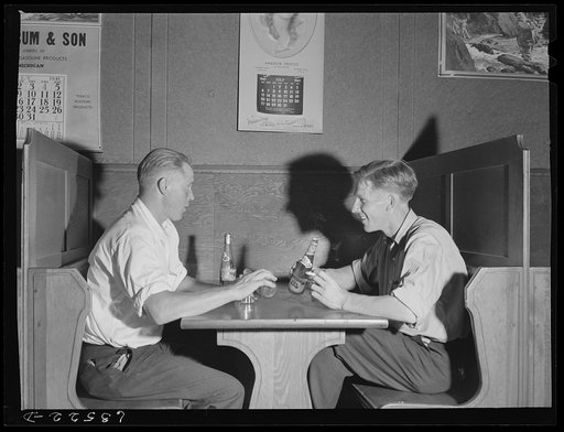 Farm boys in beer parlor on Sunday afternoon. Finnish community of Bruce Crossing, Michigan