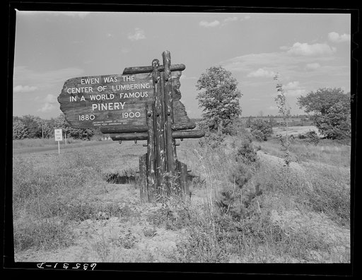 Sign on outskirts of Ewen, Michigan, on the upper penninsula