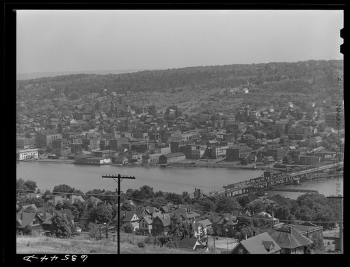 Hancock and Houghton, Michigan. Largest towns of the Michigan copper range