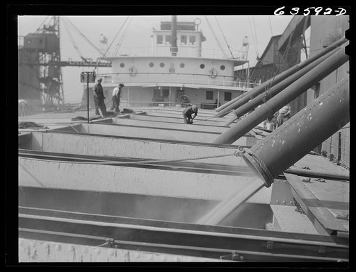 Loading grain boat. Occident elevator. Duluth, Minnesota