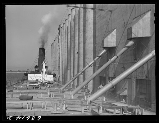 Untitled photo, possibly related to: Loading the James Watt with wheat. Elevator "E". Duluth, Minnesota