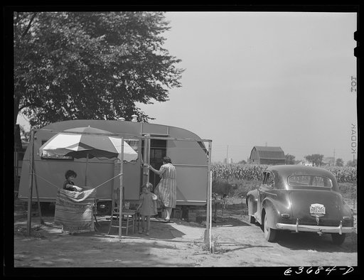 Trailer home and family of defense worker from Minnesota living in Daniels trailer park on outskirts of Detroit