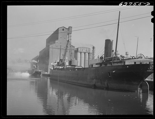 Grain boats at elevator. Superior, Wisconsin