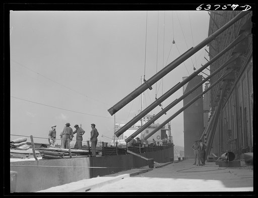 Grain boat loading at Great Northern elevator. Superior, Wisconsin