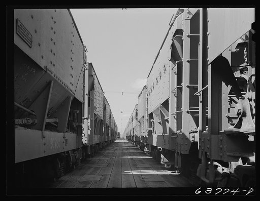 Ore cars on the docks. Allouez, Wisconsin