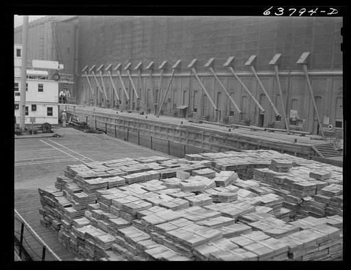 Untitled photo, possibly related to: Grain elevator with loading chutes. Superior, Wisconsin