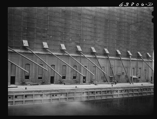 Grain elevator with loading chutes. Superior, Wisconsin