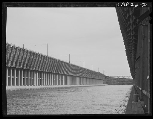 Great Northern ore docks at Allouez, Wisconsin. These are the largest and most modern in the world
