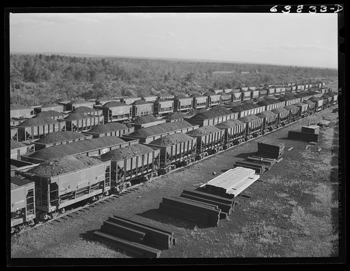 Iron ore at Great Northern Railroad yards. Superior, Wisconsin