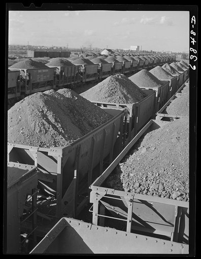 Iron ore from the Minnesota range in the Great Northern Railroad yards. Superior, Wisconsin