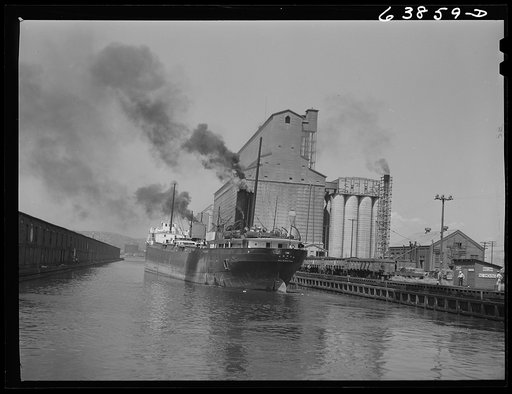 Untitled photo, possibly related to: Great Lakes boat at Great Northern elevator. Superior, Wisconsin