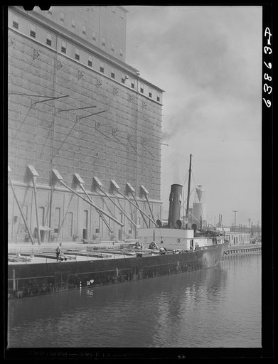 Untitled photo, possibly related to: Loading grain boat. Superior, Wisconsin