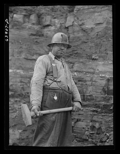 Untitled photo, possibly related to: Member of blasting crew at Albany Mine near Hibbing, Minnesota